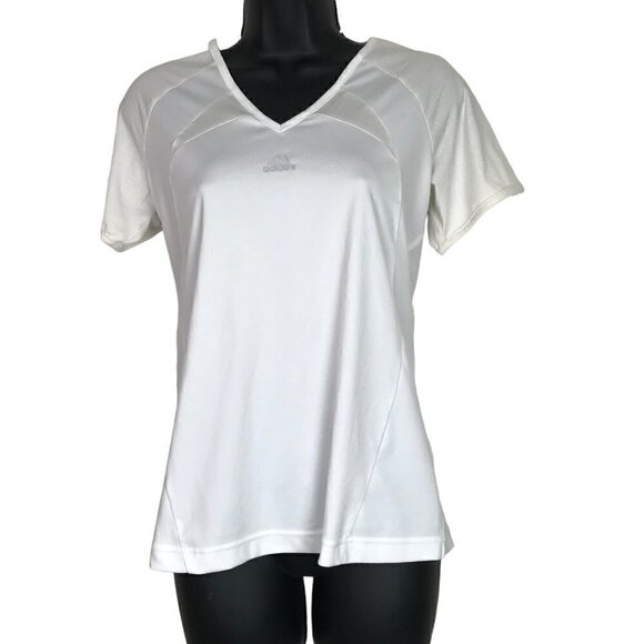 ADIDAS White & Cream Short Sleeved Work Out Top Size M - Picture 1 of 5